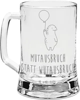 Produktbild von Mr. & Mrs. Panda Humpen Schildkröte Luftballon - Transparent - Geschenk, Seidel, Ballon, Schildkröten, Krug, Bierkrug Mit Gravur, Glaskrug, aus Glas, Motivationsspruch