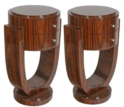 Image de Casa Padrino Ensemble de tables d'appoint Art Déco Marron 45 x 40 x H. 75 cm - Tables d'appoint en acajou avec 2 tiroirs - Qualité de luxe