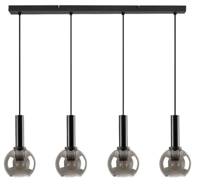 Zdjęcie produktu dla Lampa wisząca Centio czarna-szkło dymne 4xE27x40W metal wym:120x78x15cm IP20 Rabalux