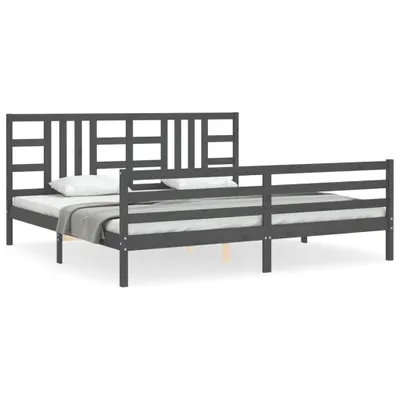Produktbild von Massivholzbett mit Kopfteil Grau 200x200 cm