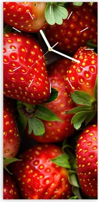 Produktbild von Wanduhr aus Glas mit Motiv Frische Erdbeeren- 30 x 60 cm - inkl. Aufhängesystem