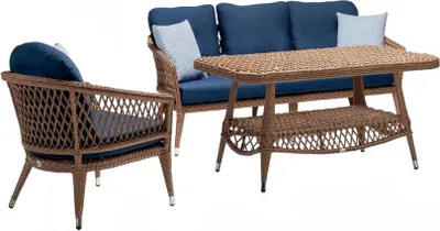 Immagine prodotto di Set di divani Tavolino poltrona Divani a 3 posti marrone Set da terrazzo moderno