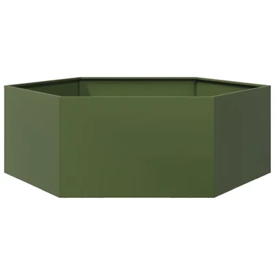 Produktbild von vidaXL Pflanzkübel Olivgrün Sechseckig 138x120x45 Stahl