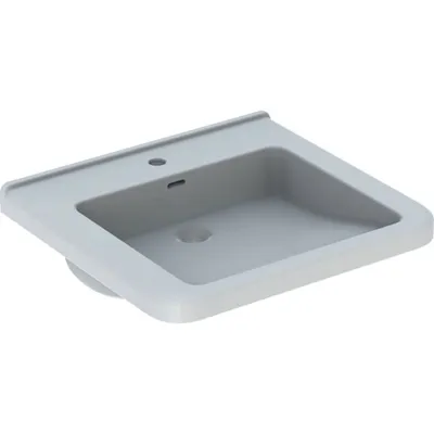 Produktbild von Geberit Waschtisch Square RENOVA COMFORT barrierefrei, mit Hahnloch, mit Überlauf 600 x 550 mm weiß