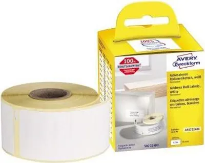 Obrázek produktu pro Avery AS0722400, Bílá, Obdélník, Permanentní, 36 x 89 mm, Rolle, Papír