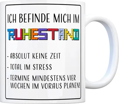 Produktbild von Kaffeebecher mit Ruhestand Motiv Kaffeetasse Tasse