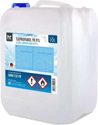 Produktbild von 10 L Isopropanol 99,9% zur Flächenreinigung, als Lösungsmittel für Fette, Harze, Lacke, Tinte