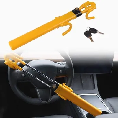 Image de Antivol de volant universel pour voitures, camions et SUV - Jaune
