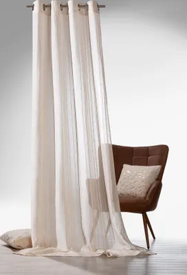 Produktbild von Heimtexland ® Ösenschal Leinen Optik natur Deko Gardine transparent Boho Vorhang Natural Living HxB 245x135 Typ891 Längstreifen