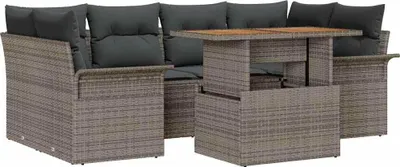 Image de vidaXL Ensemble de canapé de jardin avec coussins 7 pcs Gris