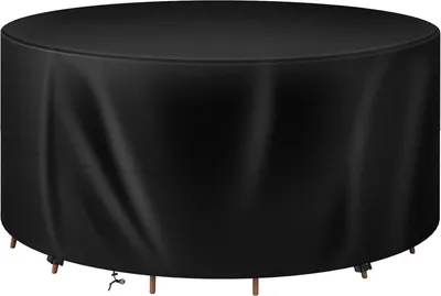 Produktbild von WOLTU Abdeckung für Gartenmöbel, aus 420D Oxford Gewebe, Wasserdicht Abdeckplane UV-Beständig, Schutzhülle Plane für Möbelsets, Schwarz 130x130x75 cm