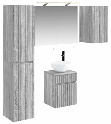 Imagen del producto de vidaXL Juego de 5 armarios para baño, color gris Sonoma, fabricados en material de imitación madera