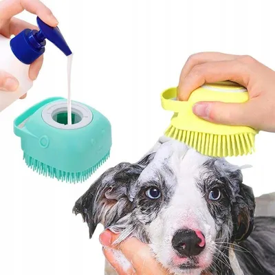 Obrázek produktu pro .dog wash sponge brush s dávkovačem tekutiny