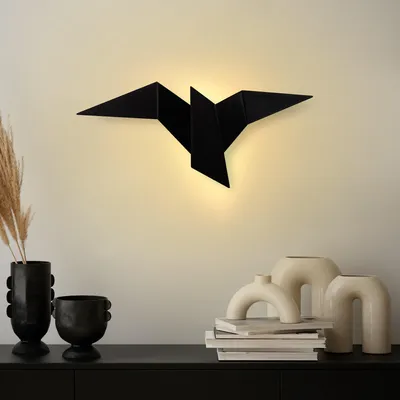 Image de Opviq, applique murale en métal, noire, 56 x 14 x 24 cm | IP20, LED 1 W 3000 K, socle en métal Ø 7 cm, hauteur 3 cm | Design moderne et abstrait pour des intérieurs élégants.