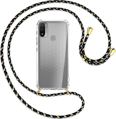 Produktbild von Handykette Backcover-Schutzhülle mit Band (Metall goldfarben) für Motorola Moto E20 (XT2155) - camouflage