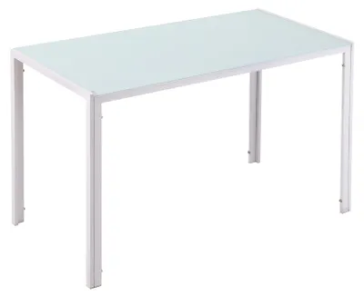 Immagine prodotto di Tavolo Rettangolare 120x60x75 cm in Metallo e Vetro Temperato Bianco