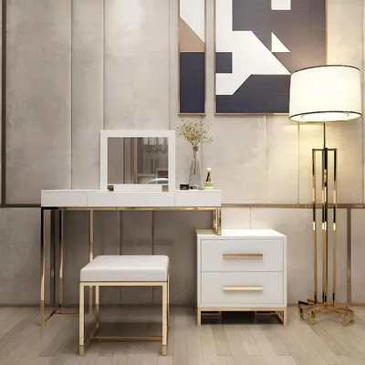 Produktbild von Schmink Tische Konsolen Tisch  Schlaf Zimmer Holz Spiegel + Kommode Side Board