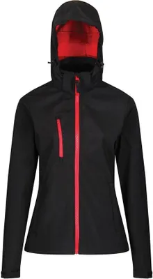 Produktbild von Regatta - Dámská softshellová bunda "Venturer" s kapucí PC4255 (38 CZ) (černá/červená)