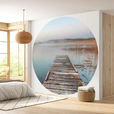 Image de Papier peint rond / cercle - Lumaléa - Ponton - Papier Premium 185gr Lavable - Diamètre 90 cm