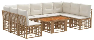 Produktbild von vidaXL Gartensofa-set 10 stk. Natürlich und Cremweiß Poly-Rattan