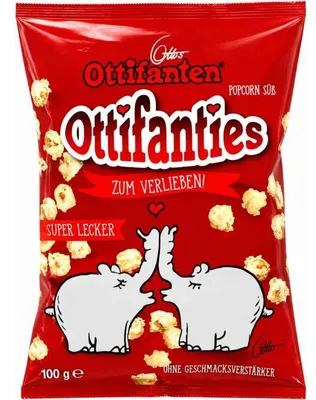 Zdjęcie produktu dla XOX Ottifanten Popcorn – słodka, chrupiąca przekąska, opakowanie 100 g