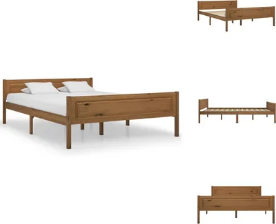 Produktbild von vidaXL Massivholzbett Kiefer Honigbraun 140x200 cm -  Betten & Bettgestelle