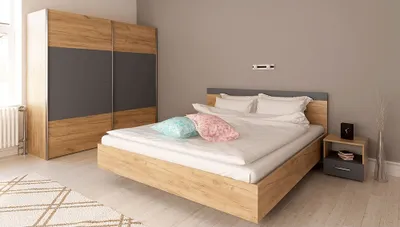 Obrázek produktu pro Kondela Ložnicová sestava Gabriela New 160 - dub artisan / grafit
