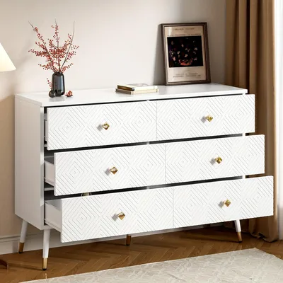 Image de Commode moderne avec 6 tiroirs spacieux - 120x40x80 cm - idéale pour la chambre à coucher et le salon
