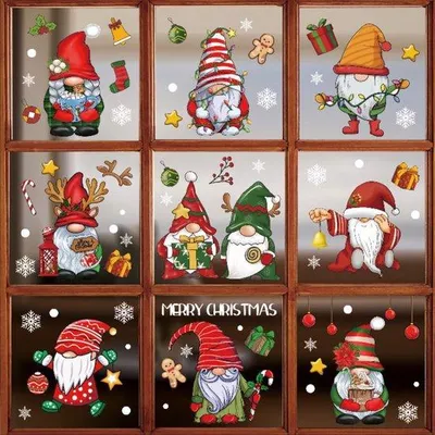 Obrázok produktu pre 3D vianočná dekorácia na okná so Santa Clausom, snehovou vločkou a odnímateľným akrylovým sklom pre vitríny.