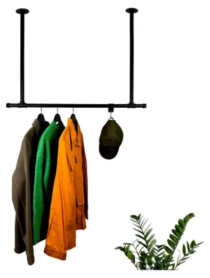Produktbild von Kleiderstange Garderobe Industrial Design für Decke Garderobenstange | Breite 70 cm x Höhe 50 cm | Deckenmontage | Ankleidezimmer | Schlafzimmer | Flur | begehbarer Kleiderschrank