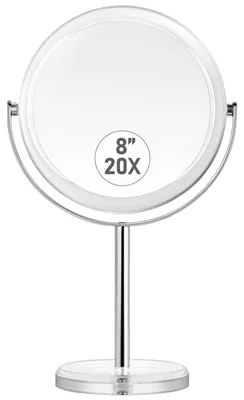 Immagine prodotto di Specchio da trucco con ingrandimento 20x, a doppio lato, dimensioni 17,8 cm, ideale per bagno e camera da letto