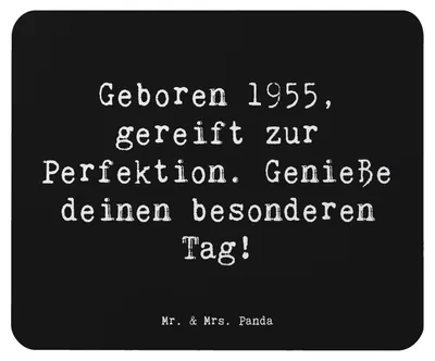 Produktbild von Mr. & Mrs. Panda Mouse Pad Spruch 1955 Geburtstag - Schwarz - Geschenk, Alter, Erinnerungen, pc mousepad, Geburtstagsfeier, laptop mauspad, Glückwunsch, Happy Birthday