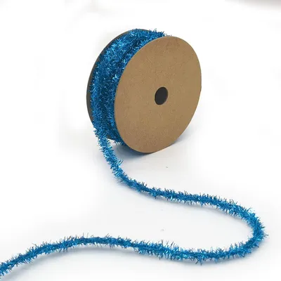 Produktbild von Lametta Band 9m Blau Metallic Girlande für Weihnachtsdekoration