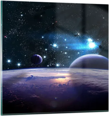 Produktbild von Bilder auf glas - Kosmos Planet - 70x70cm - Glasbilder - Wandbilder - Bilder - Kunstdruck - zum Aufhängen bereit - Wanddekoration aus Glas - Glas Bilder - Wandbild auf Glas - Einteilig - GAC70x70-3575