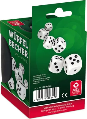 Produktbild von Ass Altenburger Würfelbecher Plastik Mit Filzeinlage Und 6 Würfeln (225 06642)