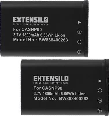 Produktbild von EXTENSILO 2x Akku Ersatz für Casio NP-90DBA, NP-90 für Kamera (1800 mAh, 3,7 V, Li-Ion)