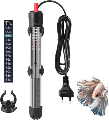 Zdjęcie produktu dla Grzałka do akwarium - 100 W - do akwarium o pojemności 40-120 litrów - regulowana temperatura 20-34 °C - wykonana ze szkła kwarcowego, z przyssawkami