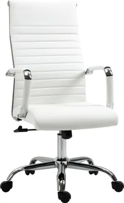 Produktbild von Ergonomischer Bürostuhl mit Wippfunktion - Höhenverstellbarer Chefsessel in Weiß, 54x62x104-114cm