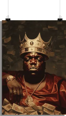 Zdjęcie produktu dla Plakat muzyczny - Biggie Poster - Crown Poster - Hip-Hop Legend Poster - 51x71cm - Idealny do oprawienia w ramkę