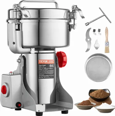 Obrázok produktu pre VEVOR elektrický mlynček na obilie vysokorýchlostný mlynček na korenie 2 kg 3400 W, nerezový mlynček, na suché zrná korenie müsli káva kukurica korenie, otočný typ 24 x 23 x 38 cm