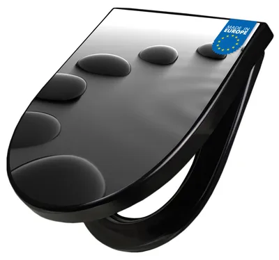 Produktbild von WC Sitz D-Form Schwarz mit Absenkautomatik Motiv Schwarze Steine [TDSCH3 12061]