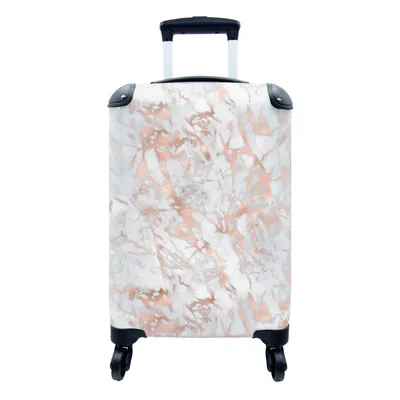 Produktbild von MuchoWow® Koffer Handgepäck Trolley Rollkoffer Kleine Reisekoffer mit 4 Rollen - Marmor - Roségold - Luxus - Muster - Cabin Size < 55x40x23 cm & 55x40x20 cm - Fotokoffer - Kabinenkoffer - Boardgepäck - Reise-Box - Reisekoffer - Reisegepäck - Koffer mit Bild - Trolley für Kinder