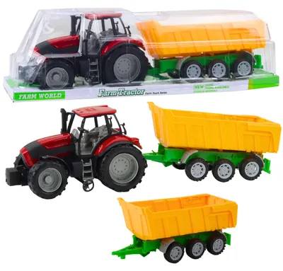 Zdjęcie produktu dla Ciągnik Rolniczy Z Żółtą Przyczepą Czerwony 46cm