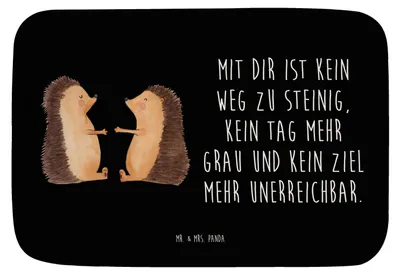 Produktbild von Mr. & Mrs. Panda Badematte Igel Liebe - Schwarz - Geschenk, Badezimmerteppich, Badvorleger, Badezimmer Matte, Hochzeit, Freund, Freundin, Badteppich, duschmatte
