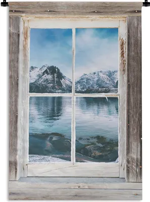 Produktbild von MuchoWow® Wandteppich Wandbehang Aussicht - Berg - Wasser 90x135 cm Tapisserie Dekoration Wandtuch - Baumwolle - Wandskulptur