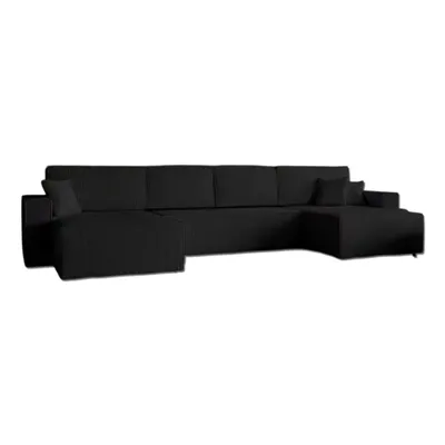 Produktbild von GOLDSTOFF Amalia U-Sofa mit Schlaffunktion Bettkasten – Ecksofa U Form  mit Cord-Bezug 330x147 & Komfort-Polsterung | Schlafsofa mit Stauraum Schwarz