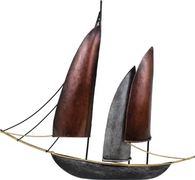 Produktbild von Wanddeko Schiff Segelboot Metall Segel Boot Maritim Deko Hänger Skulptur Figur