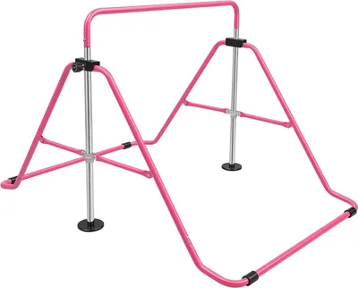 Obrázek produktu pro Hrazda/bradla pro děti – bradla – skládací ocelový rám – nosnost 100 kg – pro vnitřní i venkovní použití – věk 3–8 let – růžová