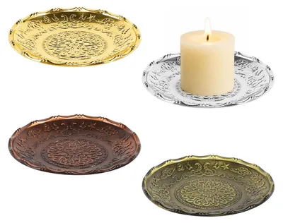 Kerzenhalter rund, 4er-Set, Legierung, Gold, Silber, Bronze