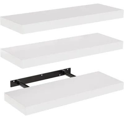Productafbeelding van Wandplanken set van 3, wit, 40 cm, MDF, zwevende planken, modern design, decoratief